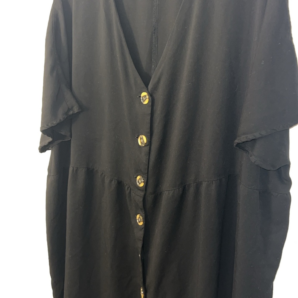 ASOS Curve Black Midi Dress with Gold Buttons
